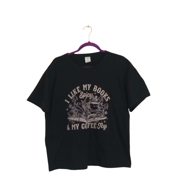 'I LIKE MY BOOKS SPICY & MY COFFEE ICY' SHIRT - Picture 1 of 7